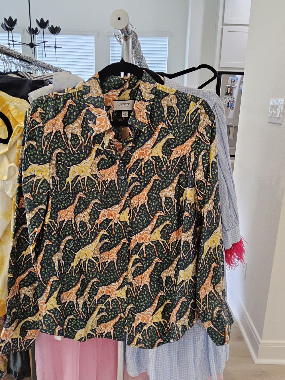 SET - J. Crew Navy A-Line Midi Skirt Giraffe Print|| Size 8 Top/ Size 6 Skirt - Picture 3 of 4